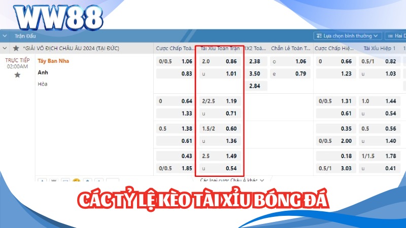 Kèo Tài Xỉu Là Gì? Cách Đọc Và Tính Tiền Kèo O/U Hiệu Quả 2 Những tỷ lệ kèo tài xỉu bóng đá